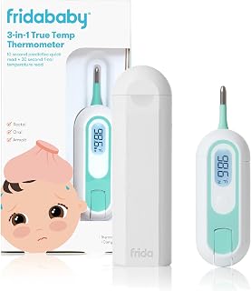 Frida Baby 3-in-1 Rectal, Underarm &amp; Oral Thermometer for Infants &amp; Kids | Digital Baby Thermometer for Infants &amp; Toddlers, Quick &amp; Accurate Check, Includes Carrying Case