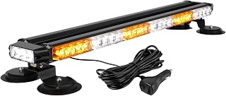 ASPL 29.5" 54 LED Rooftop Strobe Light Bar | Double Side Flashing High Intensity LED Flash Light with Magnetic Base for Vehicles Snow Plows Trucks Pickup (Amber/White)