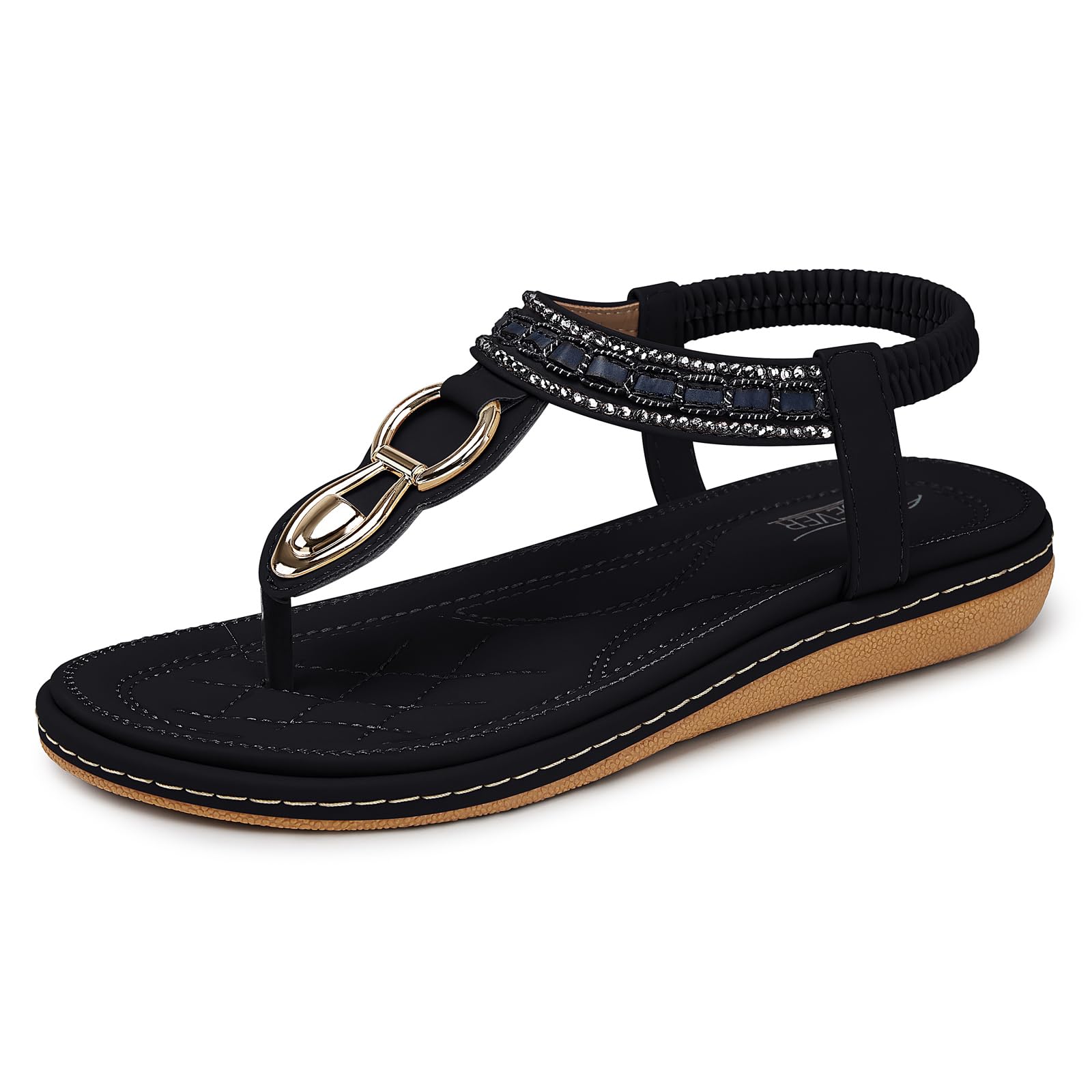 SHIBEVER Women's RhinestoneWedge Sandal