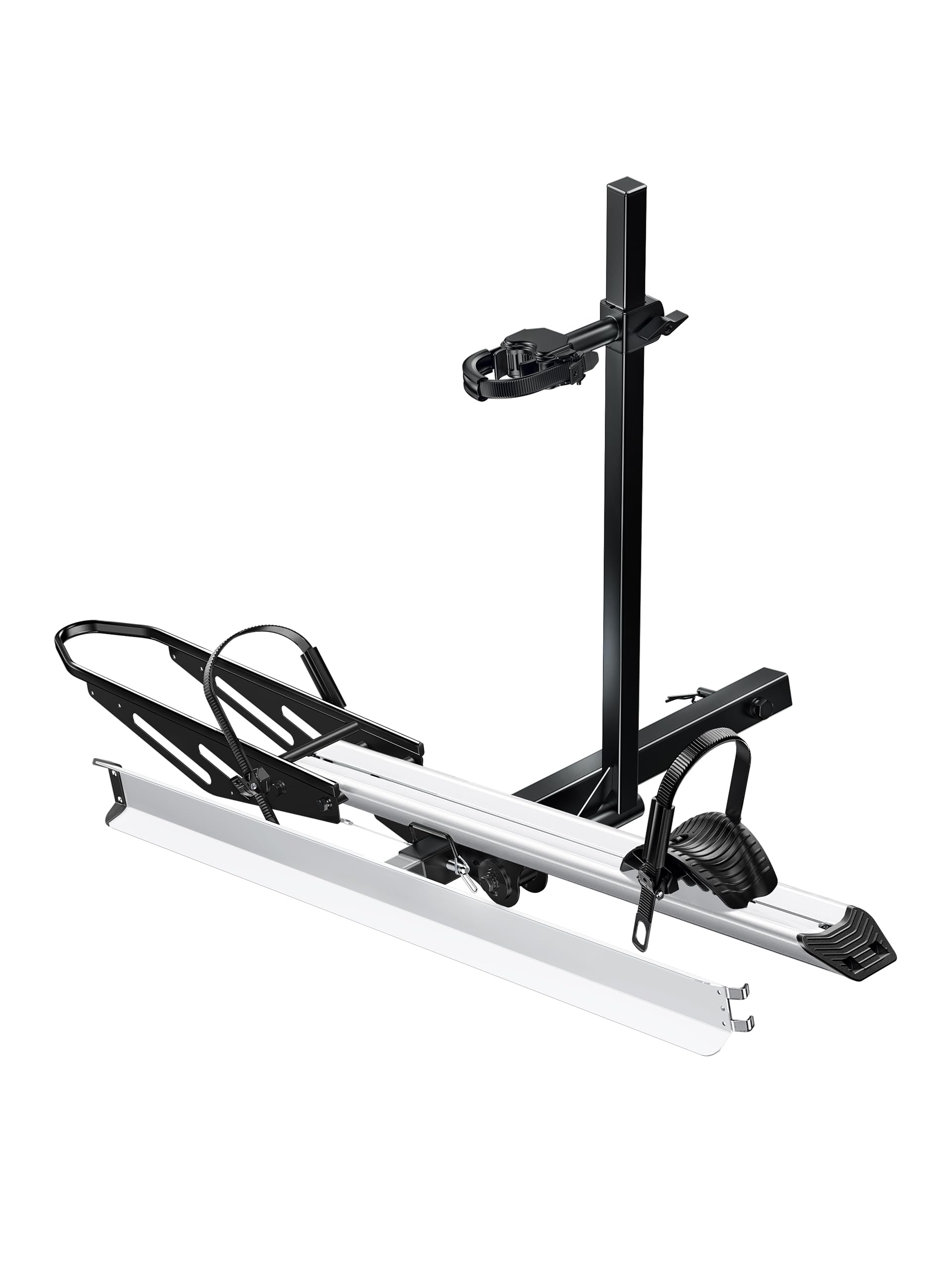 Young Hitch Mount Single Bike Rack with Ramp, 100 lbs Capacity | For Electric Bi