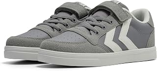 hummel Slimmer Stadil Leather Low JR Sneaker, Alloy, 30 EU, Grey - Alloy, 30 EU / UK 12