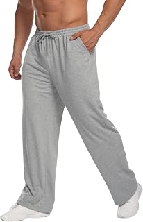 Deyeek Men's Lightweight Sweatpants Open Bottom Sweat Pants for Men Straight Leg Gym Sweatpants Lounge Pants with Pockets