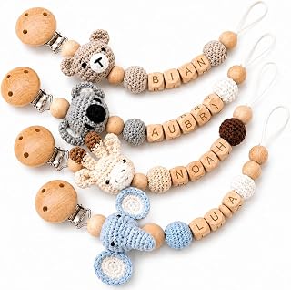 Personalized Crochet Animal Pacifier Clip with Name,Handmade Crochet Animal Accessory (Animal)