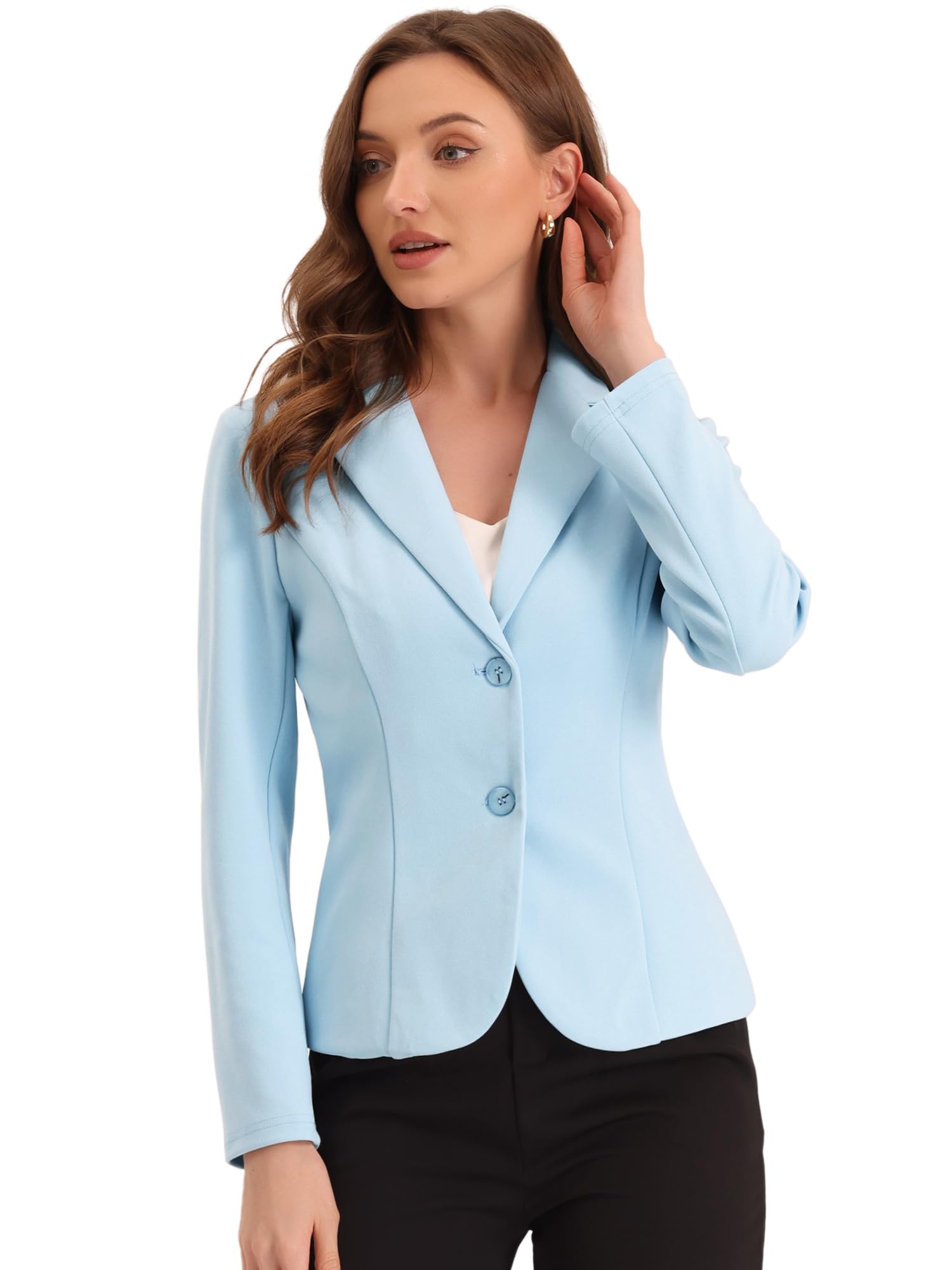 Allegra K Women's Work Office Blazer Stretch Lapel Collar Long Sleeve Jacket Sui