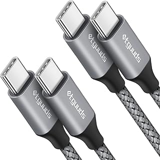 etguuds USB C to USB C Cable 3ft, 2-Pack 60W C to C Cable Fast Charging | for iPhone 17 16 15 Pro Max Plus Air, Samsung Galaxy S26 S25 S24 S23, USBC iPad MacBook Charger Cord Type C, Pixel, Gray