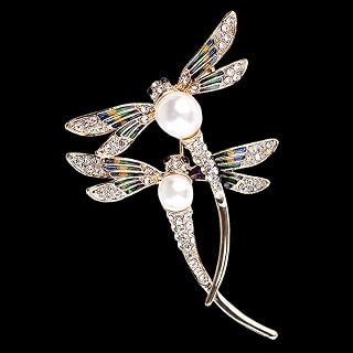 Shiny Rhinestone Alloy Feather Design Brooch Pin for Women - Unifashion Suit Lapel Pin