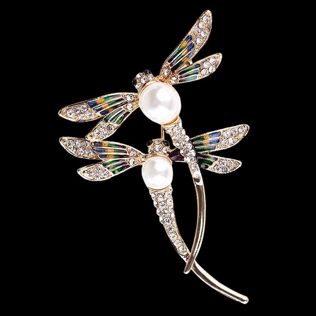Shiny Rhinestone Alloy Feather Design Brooch Pin for Women - Unifashion Suit Lap