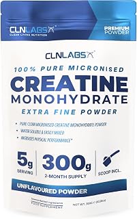 Creatine Monohydrate Powder | 300g 2-Months | Unflavoured | Men/Women | UK | Pure Fine-Grade 200-Mesh Powder. Scoop Included. Dissolves Easily. Produced for Quality & Performance.
