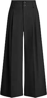 PRETTYGARDEN Women Wide Leg Palazzo Pants 2026 Fashion Loose Button High Waist Pleated Work Casual Pants