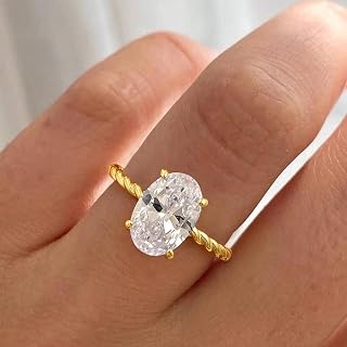 1PC Sterling Silver Oval Twist Cubic Zirconia Ring Fashion Gift for Women Birthday Gift Dating Daily Wear
