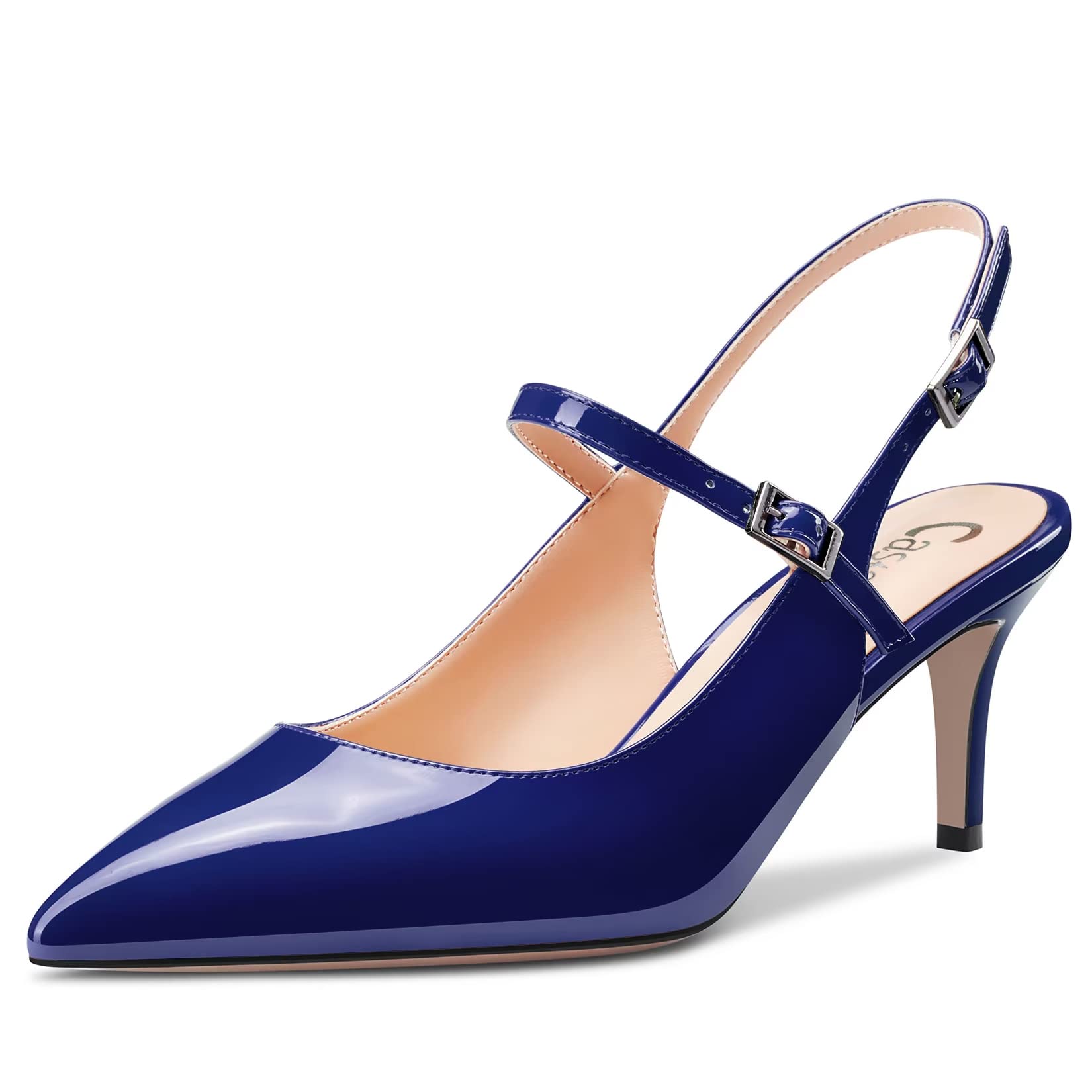 Castamere Zapatos de tacón medio para mujer, con puntera puntiaguda, con tirante