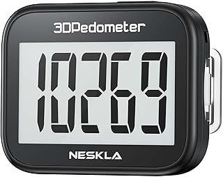 NESKLA 3D Pedometer, Simple Step Counter with Large LCD Display for Walking | Accurate Step Tracker with Removable Clip & Lanyard, No App or Charging Needed, Easy to Use for Senior Men Women Adults