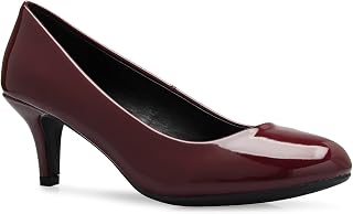 Olivia K Women's Comfort Classic Round Toe Kitten Low Mid Heel Dress Pumps