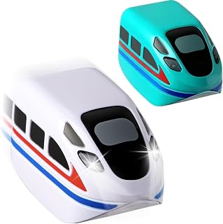 Only for KlickRail Electric Train Set, White and Green | 2-Pack Replacement Rechargeable Electric Train Cars, Add-On Accessory for KlickRail Flexible Tracks, No Magnetic Track Fit