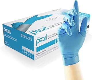 Unigloves Blue Pearl Nitrile Examination Gloves | Multipurpose, Powder Free and Latex Free Disposable Gloves - Box of 100 Gloves, Blue, Medium (GP0013)