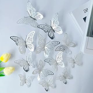 72 Pieces Butterfly Wall Decor for Party Decorations, 3 Sizes, 3 Styles, 3D Butterfly Wall Decor, Birthday Decorations, Cake Toppers, Celebrations