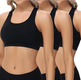 wirarpa Women's Bra Cotton Bralette Crop Top Racerback 3 Pack