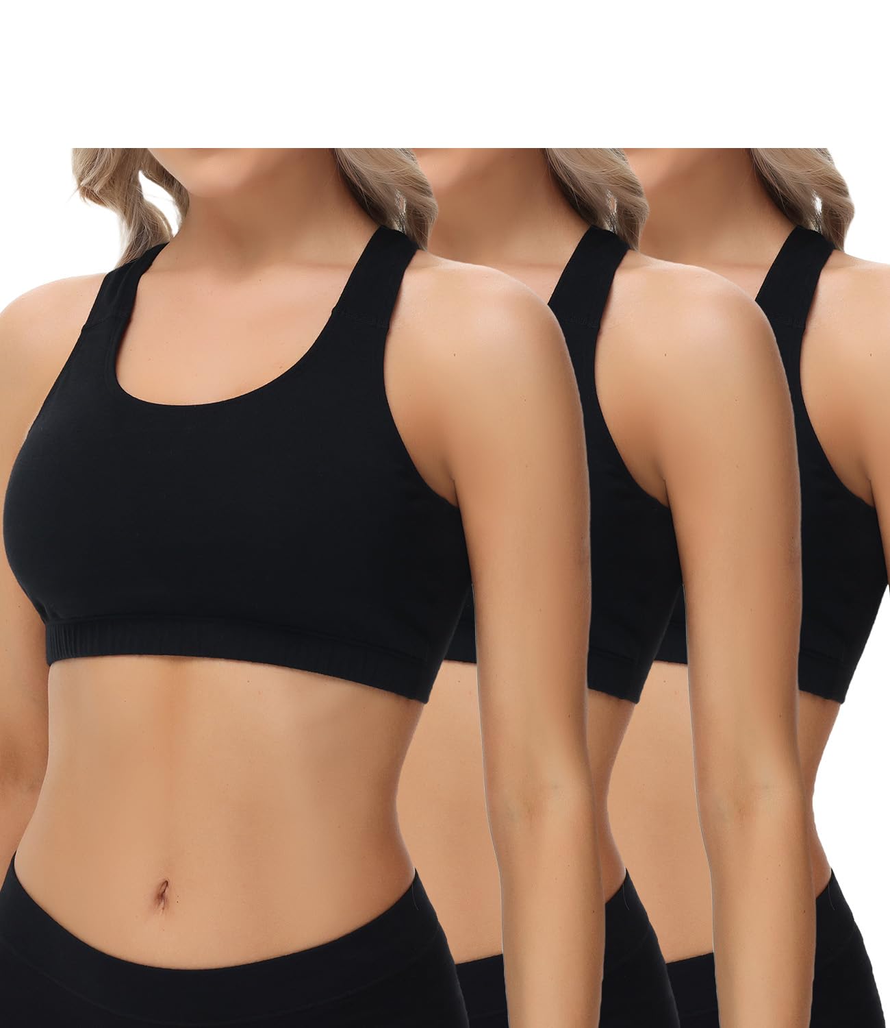 wirarpa Women's Bra Cotton Bralette Crop Top Racerback 3 Pack