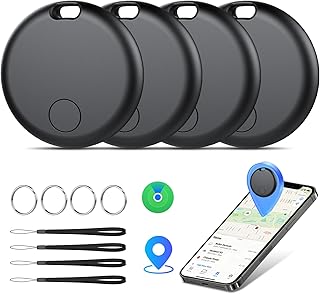 Tracker Tags Bluetooth Item Finder-4Pack，Compatible with Apple Find My APP (iOS Only) Replaceable Battery, IP67 Waterproof, Suitable for Luggage, Bags, Wallets, Backpacks, Keys Tag, Classic Black
