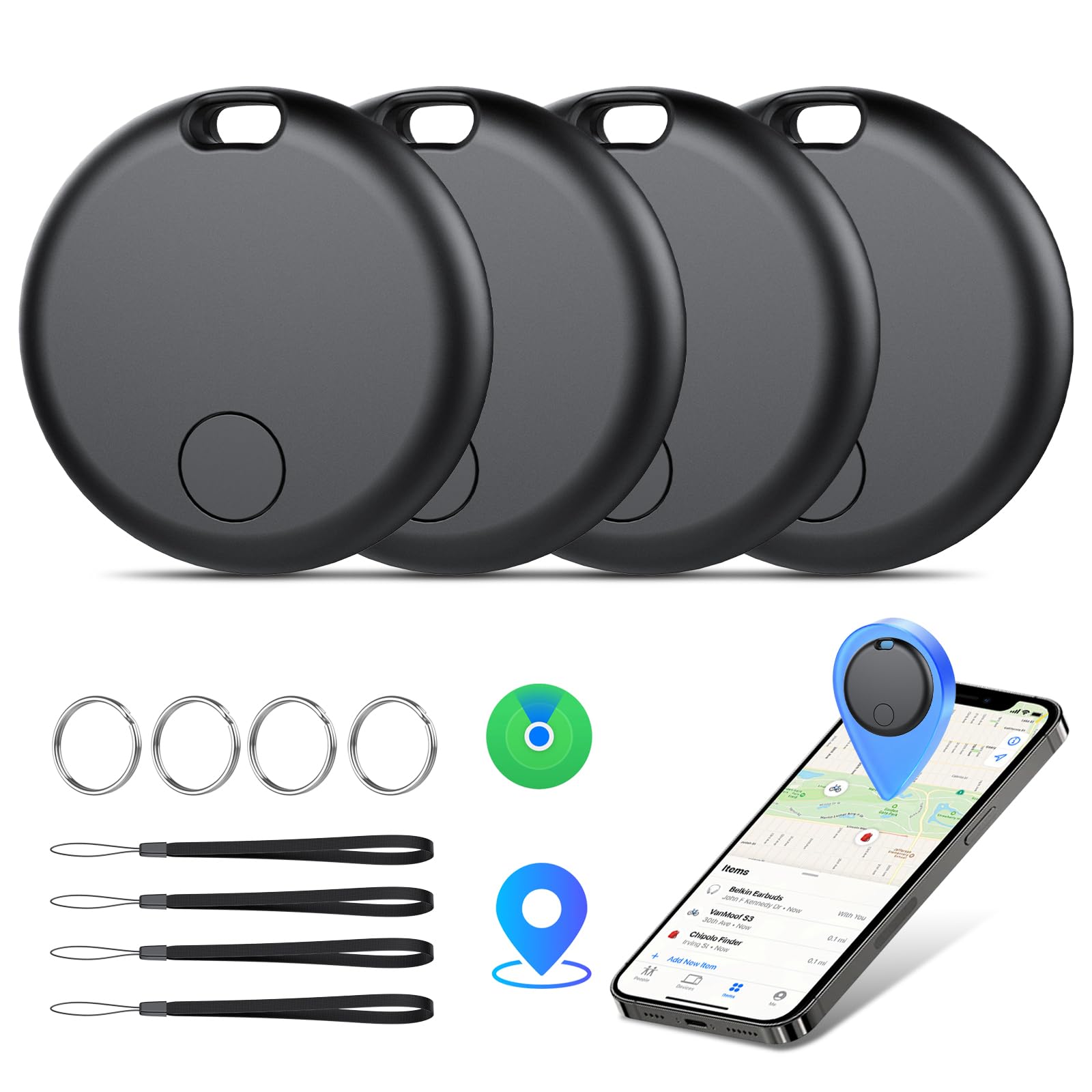 Tracker Tags Bluetooth Item Finder-4Pack，Compatible with Apple Find My APP (iOS 