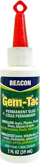 Beacon Gem-Tac Permanent Rhinestone and Gem Glue, 2 oz | Dries Clear • Mirror-Backed Stone Safe • Water-Based • Flexible • UVA Resistant