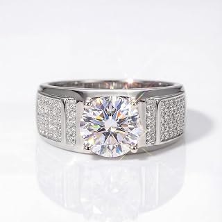 1pc Moissanite 925 Silver Ring Silver 1ct Classic Mens Ring Mens Engagement Wedding Band Eternity Promise Ring Groom Wedding Jewelry