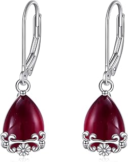 POPLYKE Celtic Moonstone Filigree Teardrop Drop Dangle Earrings Sterling Silver Leverback Earrings Jewelry