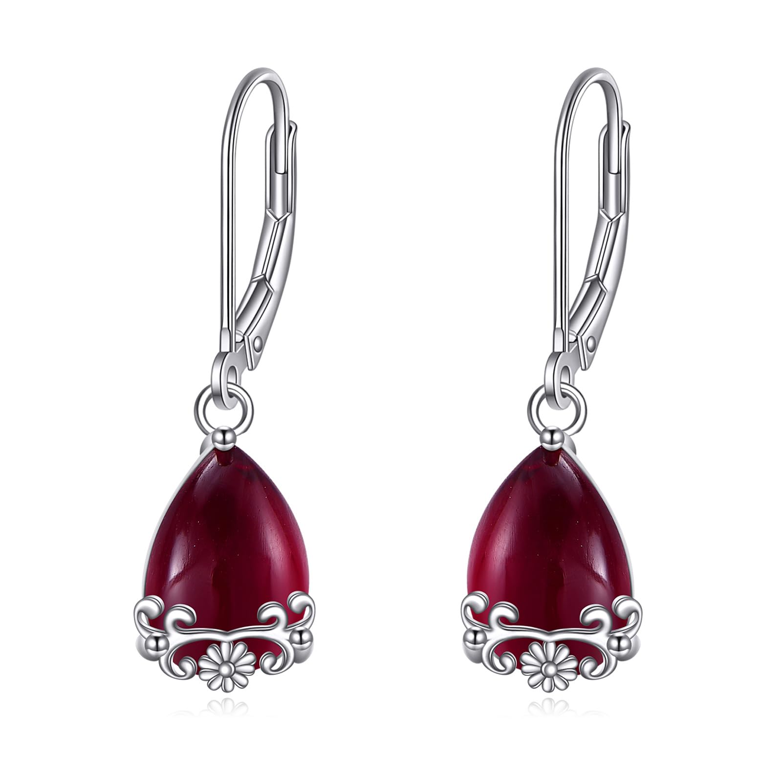 POPLYKE Celtic Moonstone Filigree Teardrop Drop Dangle Earrings Sterling Silver 