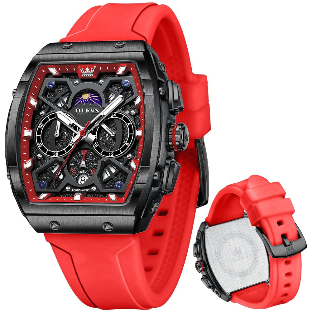 OLEVS Square Watch for Men Large Waterproof Multifunction Casual Men Watches Bus