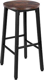 ITHWIU 63cm Wooden Bar Stools with Steel Frame, Bar Stools Set of 1 Brown | Kitchen Stools with Footrest, Breakfast Bar Stools, Counter Height Stools for Kitchen Island, Breakfast Bar and Dining Room