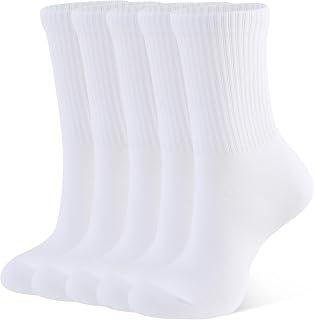 CLOSEMATE Womens Socks Ladies Crew Calf Socks Breathable Cotton 5 Pairs
