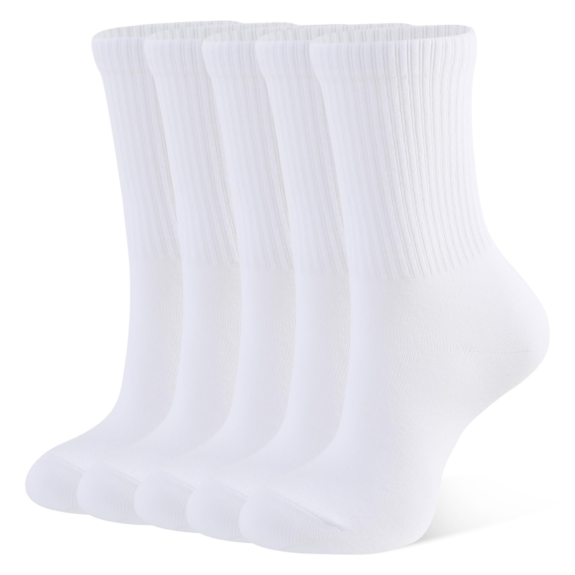 CLOSEMATE Womens Socks Ladies Crew Calf Socks Breathable Cotton 5 Pairs