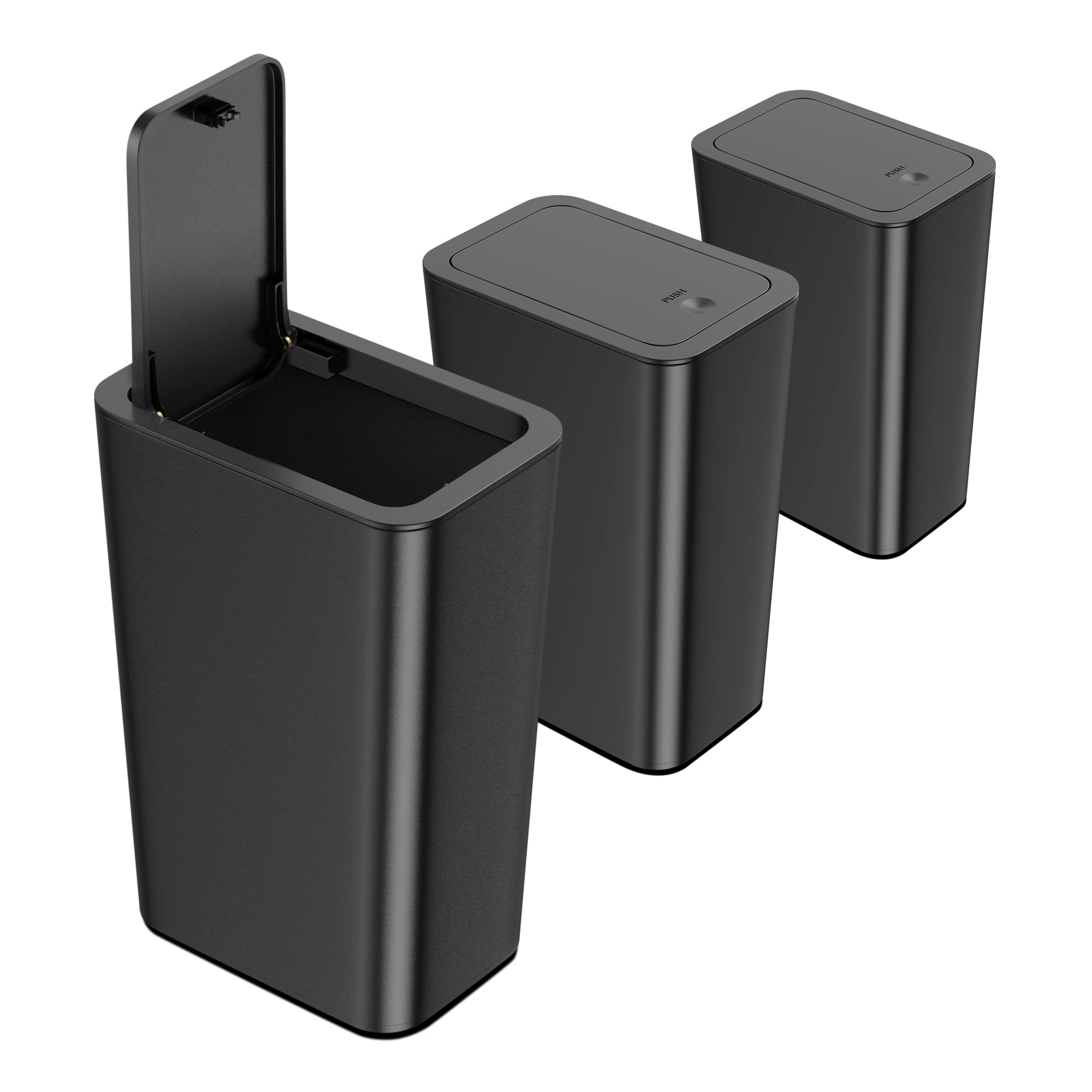 N. NETDOT 3 Pack 10 Liter Small Trash Can with lid, 2.6 Gallon,Garbage Can Slim 