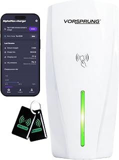 VORSPRUNG® Alpha Max Untethered EV Charger 7.4kW | Type 1 & Type 2 Socket | WiFi, Ethernet & RFID | OCPP 1.6J | Wall Mount | EV Home Charger | Single Phase | IP55 Weatherproof | 3-Year Warranty