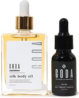 GODA Pheromones Perfume for Women + Silk Body Oil Bundle – Long-Lasting Floral Fragrance with Jasmine & Rose + Firming Anti-Aging Hydrating Body Oil 100ml – Vegan, Cruelty-Free, Luxury Gift Set, 15ml