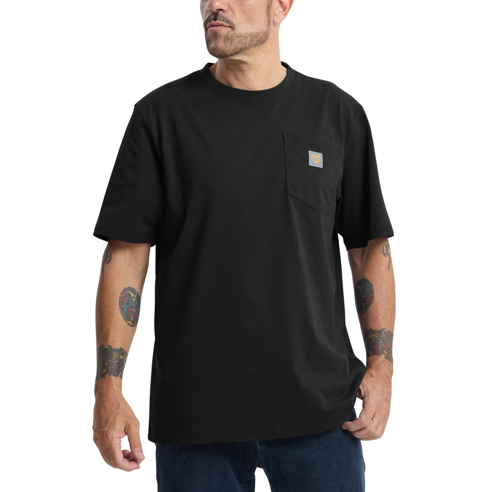 Men's Loose Fit Thick Work T-Shirts Soft Short Sleeve Pocket Tee(Tall & Regular)