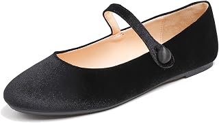 Feversole Women's Mary Jane Fashion, Classic Flat Shoes for Women Elegant Pumps Mary Jane with Soft Buckle Ballet Dance Shoes for Women