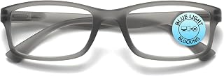 OPULIZE PEP Reading Blue Light Blocking Glasses for Women Men, Rectangular Frame with Anti-Glare Eyewear, Matt Grey +3.5(Pack of 1)