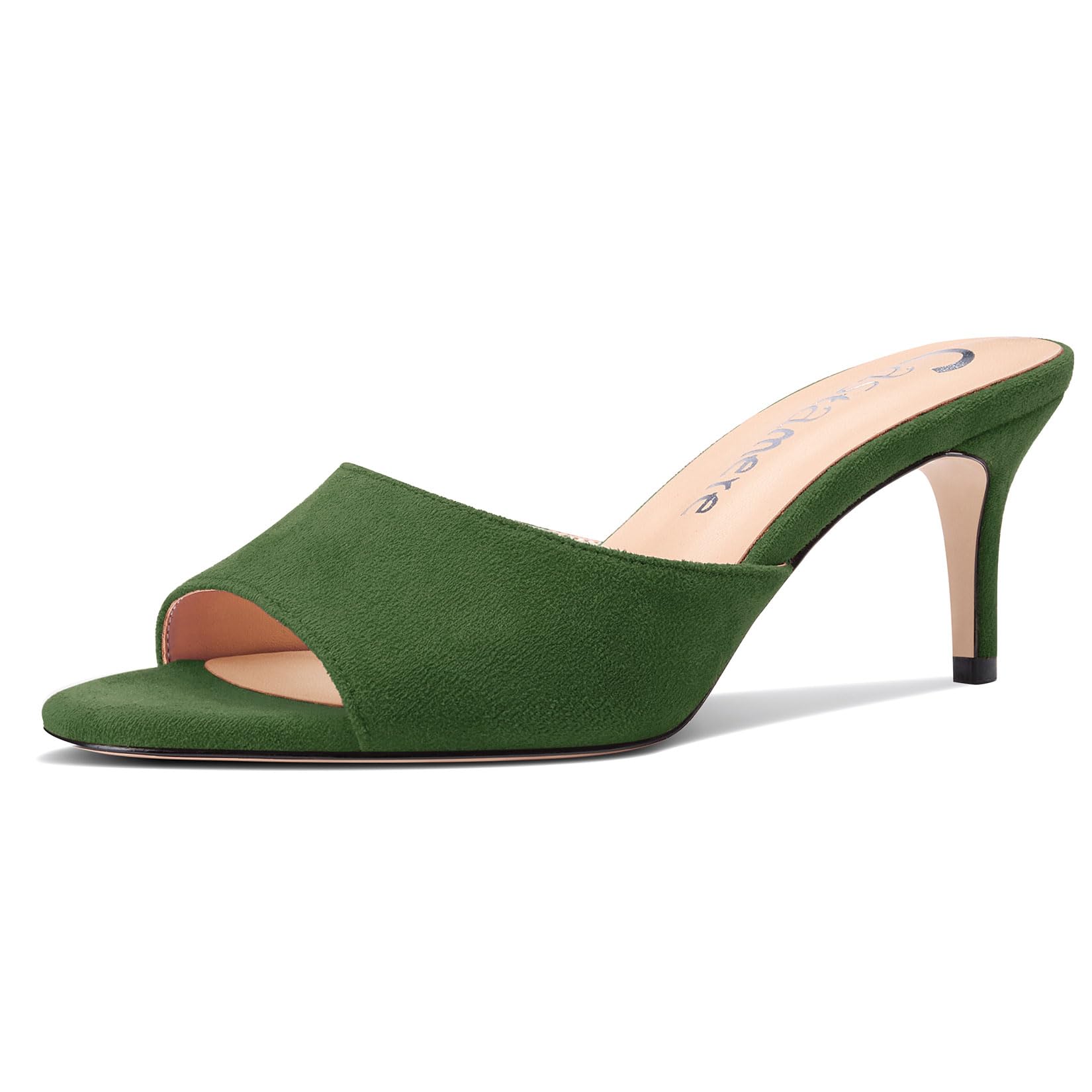 Castamere Women Mi Kitten Heel Open Heel Round Toe Sandals Slip-on Casual Dress 