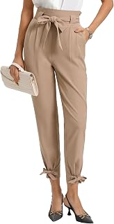 GRACE KARIN Women's Casual High Waist Pencil Pants with Bow Tie Pocket for Work US Size XX-Large Color Brown, Camel, 2 XL