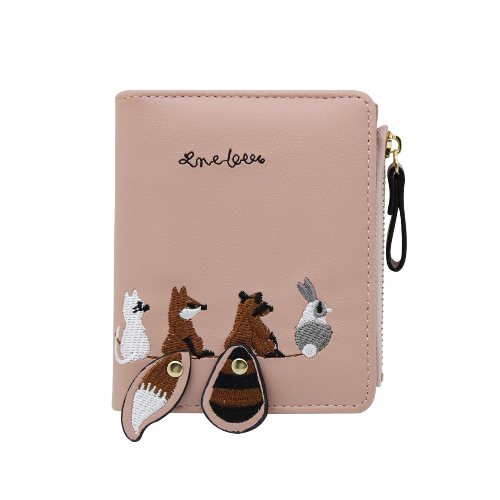 Women Wallet, PU Cute Credit Card Wallet with Zipper and Snap Bifold Wallet Embr