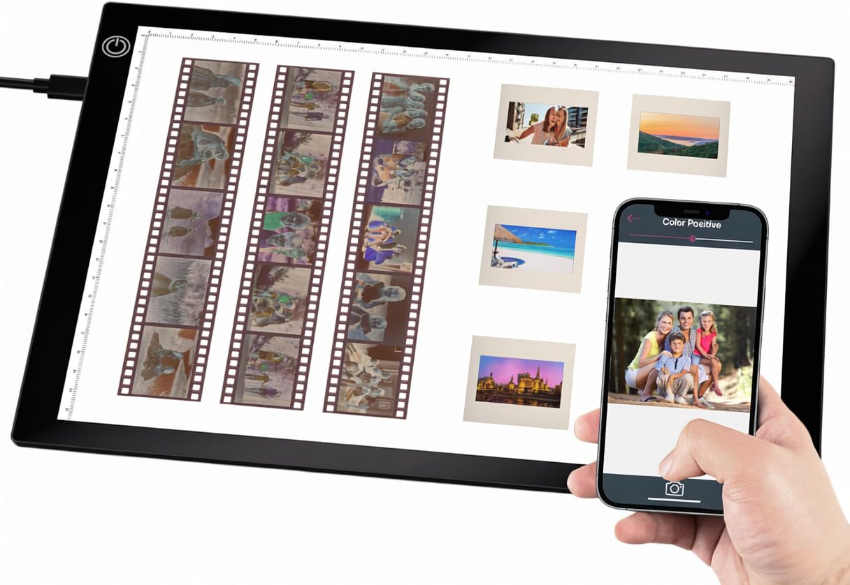 Slide Viewer Light Box A4, Ultra-Thin LED Light Pad for Film Negatives & Slides,