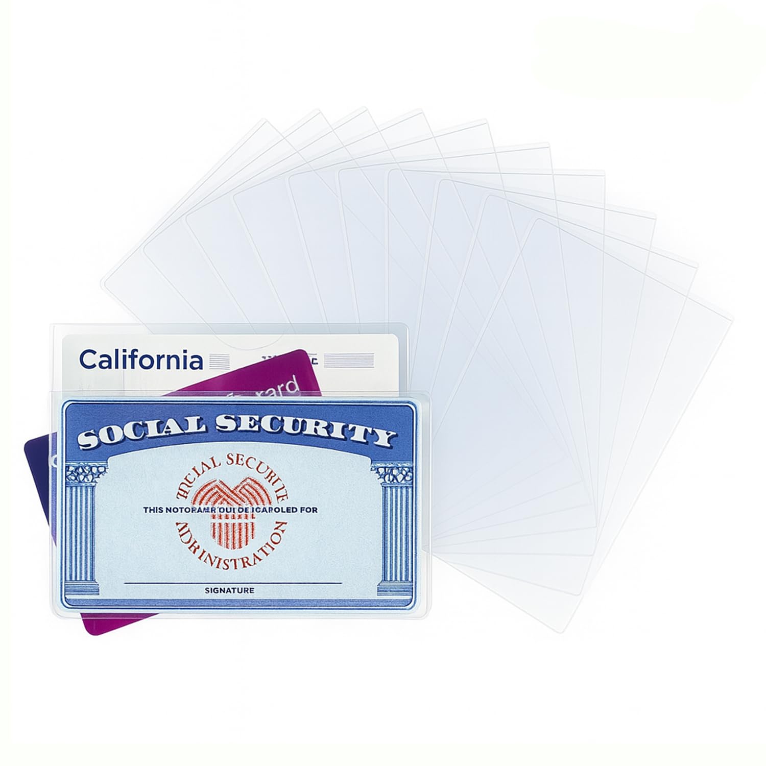 10 Pack PVC Social Security Card Sleeves 12mm Clear Plastic Card Holder Perfect 