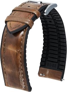 BINLUN Bracelet Montre en Cuir Motif Alligator et Silicone Hybrid Remplacement Bracelets de Montre à Dégagement Rapide pour Homme Femme 14mm 16mm 18mm 19mm 20mm 21mm 22mm 5 Couleurs
