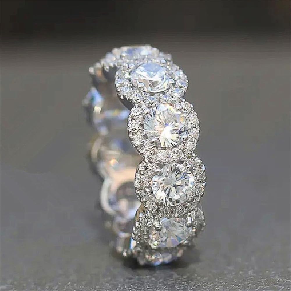 Deslumbrantes anillos de circonita cúbica para mujer, joyería de boda