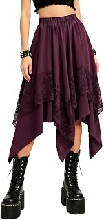 Yimoon Womens Renaissance Skirt Asymmetrical Flowy Goth Skirt