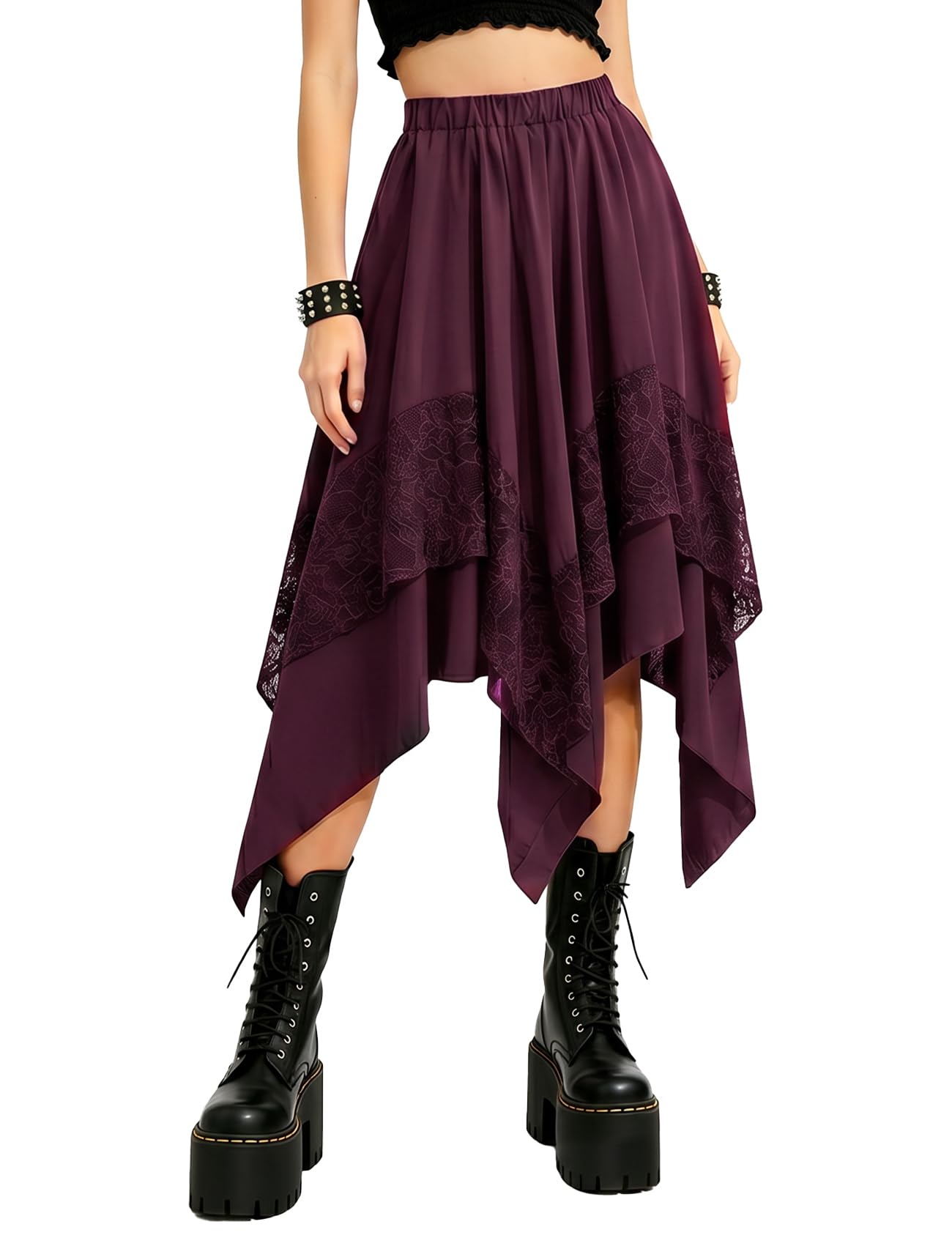 Yimoon Womens Renaissance Skirt Asymmetrical Flowy Goth Skirt