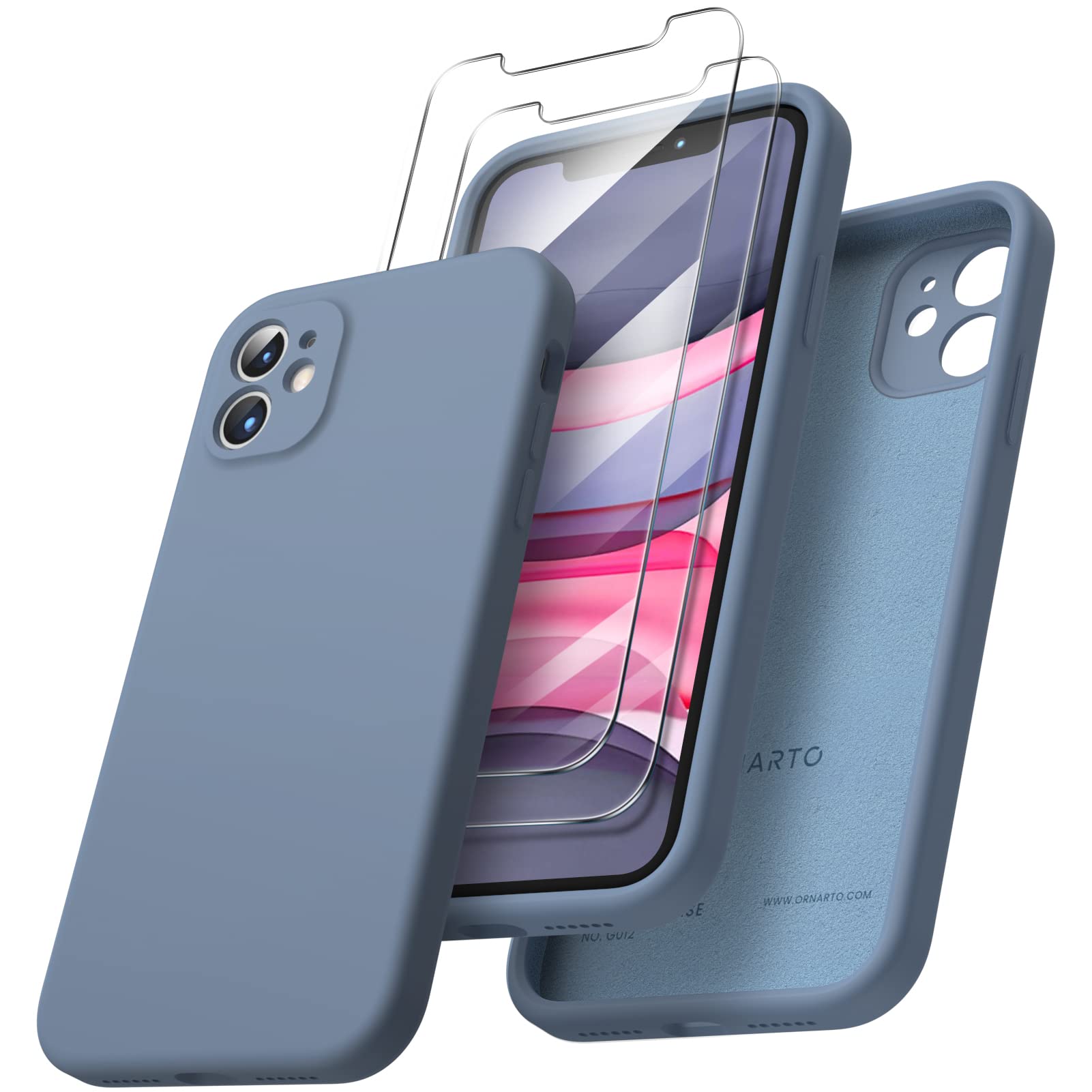 ORNARTO for iPhone 11 Case with 2 Screen Protectors, French Blue