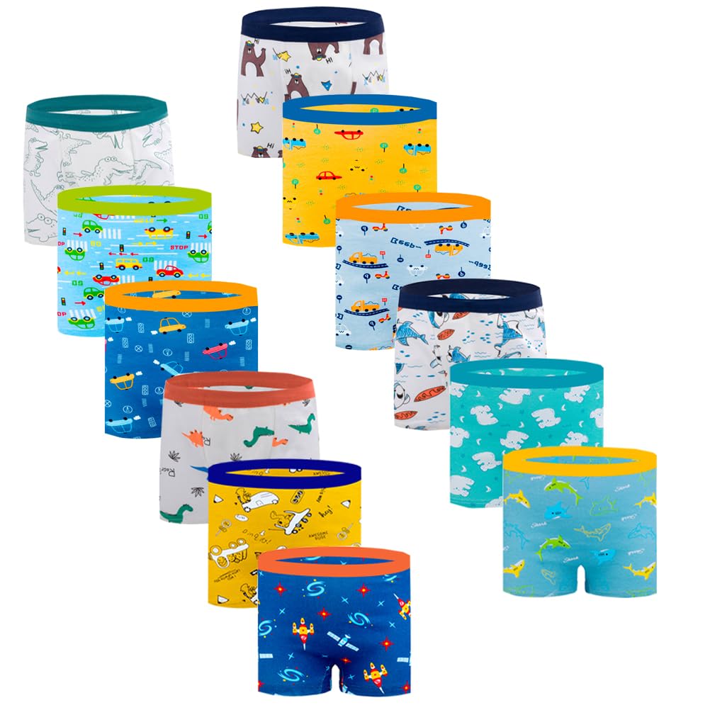 JackLoveBriefs Boys Boxer Shorts, 12 Pack Toddler Kids Underwear | Cotton-Spande