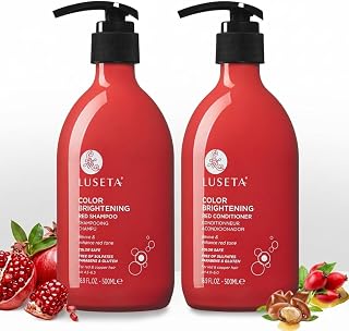 Luseta Color Enhancing Shampoo and Conditioner Set for Red &amp; Copper Hair. Revives &amp; Intensifies Fiery Hues, Adds Radiant Shine, Smooths Frizz, Improves Elasticity with Pomegranate, 2 x 16.9oz